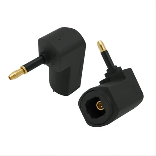 Reulin 2 Pack Right Angle - Digital Audio Optical Adapter, Toslink Socket to 3.5mm Optical Plug