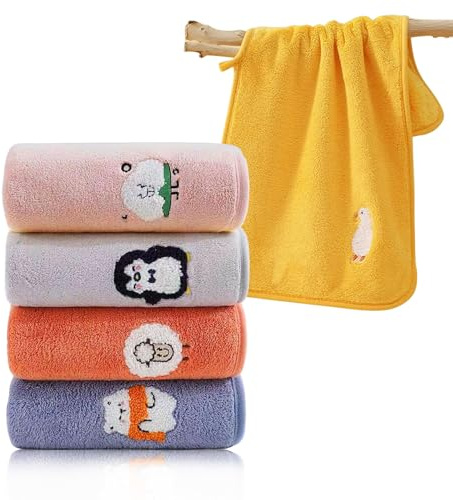 Megcdtr Children's Facial Towel, 5 Pcs Kids Face Towels Hand Towels with Cute Pattern, Children Wash Cloths, Multicolor Fingertip Towels for Hand Face Shower (25 x 50 CM)