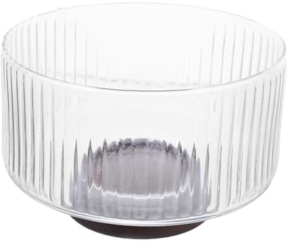 ABOOFAN Ensaladera de Transparente con Rayas Frutero Grande de Vidrio para Servir Ensaladas y Aperitivos para Mesa de Centro y Encimera de Cocina