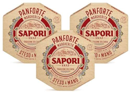 3X Sapori Panforte Margherita con Mandorle Intere, Scorze d'Arancia, Melone e Cedro Canditi 320g