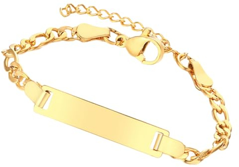 TOVINANNA Bracciale Accessorio Creativo e Confortevole per Bambina Regolabile in Acciaio Inossidabile Targhetta Vuota Personalizzabile, 12-15cm per Feste di Compleanno