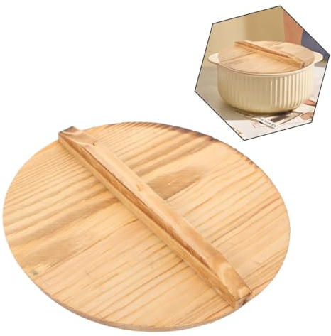 DOITOOL Kleiner Schüsseldeckel Aus Holz Runder Topfdeckel 5.51in/14.00cm Ersatz Für Wok Salatschüssel Und Müslischale Leicht Mit Spritzschutz Und Zum Erhalten Von Dampf