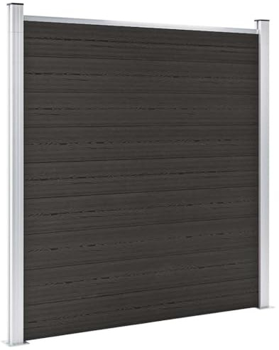 Portillon De Jardin, Panneau de clôture WPC 180x186 cm Noir pour Balcon, Terrasse, Extérieur