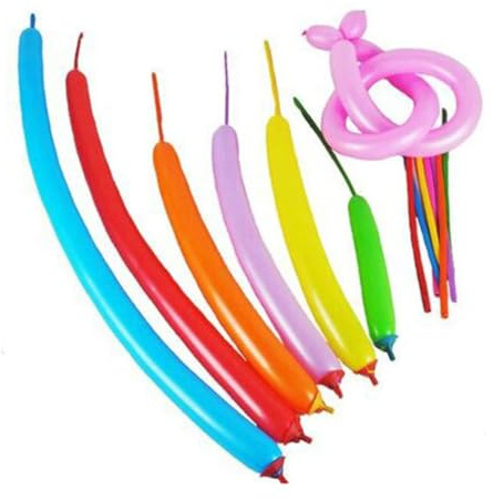 Garneck 100Pcs 260Q Twisty Modeling Balloons Assorted Colors Latex Long Balloons for Party Decorations DIY Art and Animal Shapes