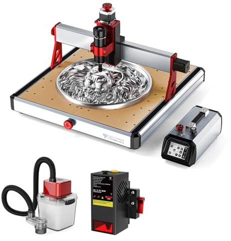 Twotrees TTC450 Ultra 500W CNC Fräsmaschine, 20W Lasermodul, M1 Staubabsaugung, mit 3,5 Zoll Touchscreen Controller, CNC Gravurmaschine für Metall, Aluminium, Holz