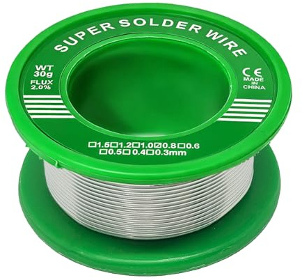 Alambre de Soldadura 0.8mm 30g Estaño de soldadura Electrónica con núcleo de colofonia Estaño Soldador para Reparación y Componentes Electrónicos