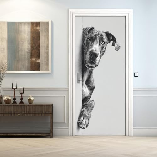 Hund Türtapete Selbstklebend 70 x 200, 3D Tiere Welpe Türbilder Türfolie Türposter Türaufkleber Selbstklebende PVC, Türdeko Hund