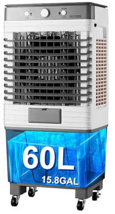 Enfriador de aire evaporativo, función 3 en 1 portátil, tanque de agua grande, solución de refrigeración de bajo consumo para uso en interiores y exteriores