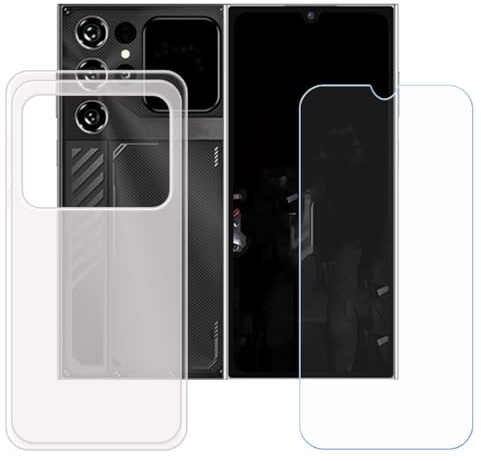 BMPNLSZ Funda para Oukitel C62 GT Screen Protector, Translúcido Suave Silicona TPU Canica Carcasa Caso Case + Cristal Templado Film Vidrio (6,88)