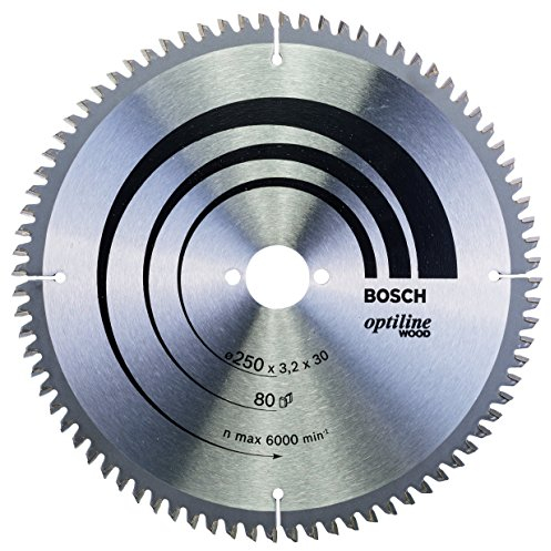 Bosch Professional Kreissägeblatt Optiline Wood (für Holz, 250 x 30 x 3,2 mm, 80 Zähne, Zubehör Kreissäge), Ø 250 mm