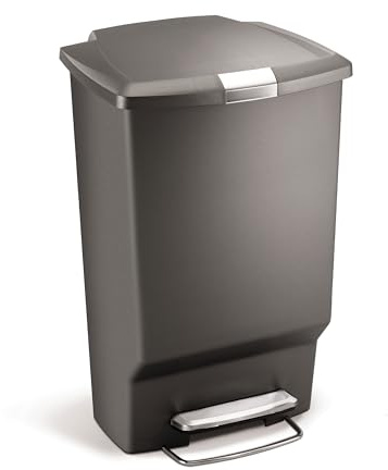 simplehuman 45 litre rectangular pedal bin grey plastic