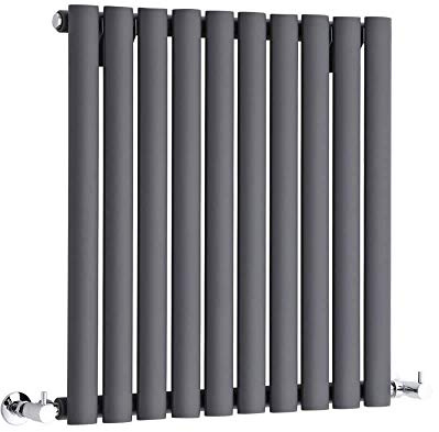 MILANO Anthracite Horizontal Single Oval Panel Radiator 635 x 595mm