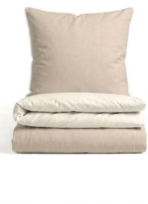 biberna 0840500 Wende-Bettwäsche Garnitur mit Kopfkissenbezug Melange-Flanell 1x 155x220 cm + 1x 80x80 cm, kitt