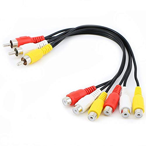 Oiyagai Câble AV 3 Mâle vers 6 Femelle, 25cm Adaptateur Répartiteur Audio Vidéo Composite pour Lecteur DVD, Téléviseur, Home Cinéma