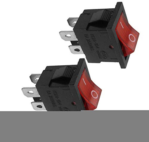 Aexit 2 pcs 4 broches DPST On/Off Interrupteur à bascule lumineux CA 250V / 8A GR740154P475723N