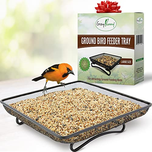 Ground Bird Feeder Tray for Feeding Birds That Feed Off The Ground | Durable and Large Platform Bird Feeder Dish Size 10.75 x 10.75inches