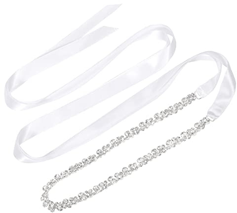 JASGOOD Strass Hochzeitsgürtel, Kristall Brautgürtel für Brautjungfern kleider, Abschlussball, Abendkleider, Party kleider, 01-Weiß, Einheitsgröße