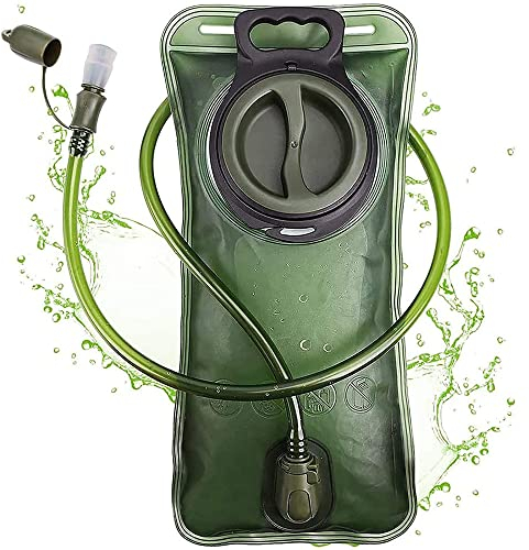 Swygoo Sac d'Hydratation 2L, Poche Hydratation sans BPA pour Sac à Dos, Sac à Boire Militaire avec Tube, Réservoir d'eau Portable pour Randonnée,Camping,Course, Vélo,Moto,VTT en Plein Air (Vert)