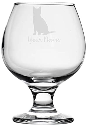 Personalised Cat Engraved Brandy Snifter Glass, Animal Gift for Women, Gift for Men