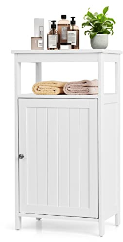 LIFEZEAL Rymdbesparande badrumsskåp, Små badrumsskåp med dörr och hylla, Anti-tippning och antiglidfötter, Köksskåp, Modern och Mutiuso, 45 x 30 x 84 cm (vit)