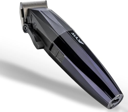Max Pro Fade Clipper Profesional - Cortapelo - Cortadora Eléctrica para Cabello y Barba sin Cables - Negro - Apto para Todos los Tipos de Cabello - Incluye Cepillo para Limpieza