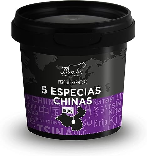 5 Especias Chinas Bembo 60 g - Chinese Five Spice, Mezcla de Especias Chinas para Carne, Cerdo, Costillas, Pollo y Pato, Condimento Asiático Intenso y Aromático, Sin Gluten
