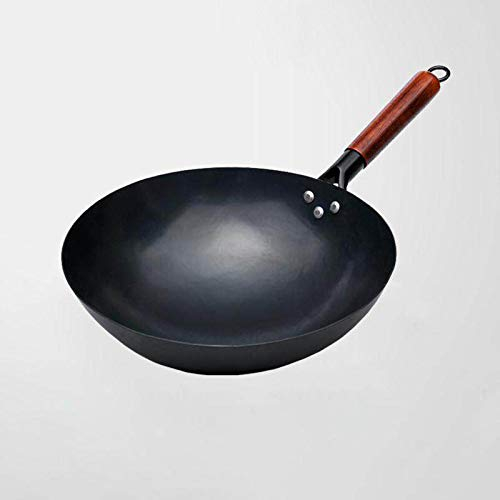 OQHAIR Utensili da Cucina in ghisa Wok (30 cm, 32 cm, 34 cm, 36 cm), A 34 cm (A 30 cm)