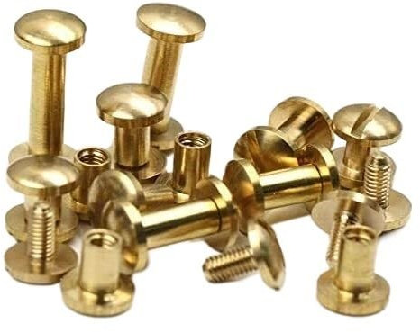 20 Stück Massive Messing-Bindungsschrauben, Nagel-Nieten for Fotoalbum, Lederhandwerk, Nieten, Gürtel, Geldbörse, Verschlüsse, Flache/Bogenkappe (Size : 8x15mm, Color : Arc)