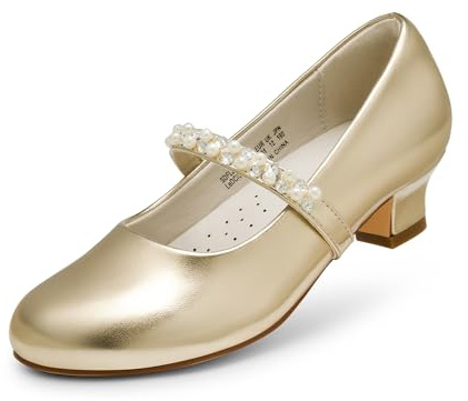 DREAM PAIRS Girl's Ballet Flats Mary Jane Strap Flat Shoes Princess Ballerina,Size 36,Guld,SDFL2403K