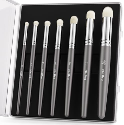 Nicpro Drybrush Set, Hobby Malpinselset, 7 Stück Miniature Pinsel Set, mit Aufbewahrungsbox, Dry Buesh für Tischplatte, Miniaturmalerei, Modell, Modellbau Pinsel