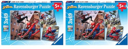 Ravensburger Kinderpuzzle 08025 - Spider-Man beschützt die Stadt - 3x49 Teile Spider-Man Puzzle für Kinder ab 5 Jahren (Packung mit 2)