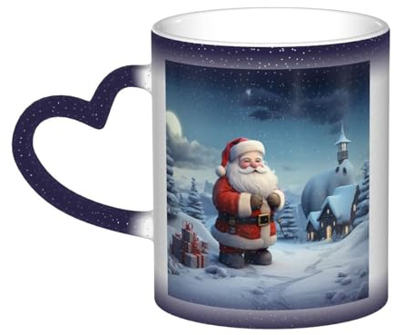 VducK Weihnachtstasse mit Weihnachtsmann-Druck, Farbwechsel, 325 ml, personalisierbar, magische Tasse, Teetasse, Keramik, Kaffeetasse, wärmeaktiviert, Farbwechsel-Tasse