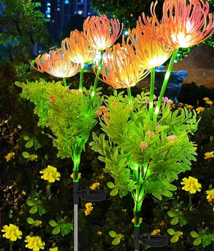 Joysing Luci solari a forma di fiore da giardino all'aperto, confezione da 2 luci da giardino, impermeabili, ornamenti per cortile, sentiero, patio, decorazioni per matrimoni