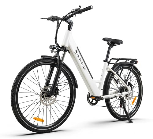 Molicycle E-cykel kvinnor 27.5 tum djupnivå trekkingcykel, e-stadscykel med 36 V 14,5 Ah batteri – 110 km räckvidd, hydrauliska skivbromsar, EU-kompatibel Ebike
