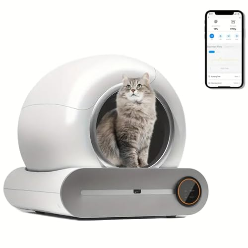 RUYICZB Lettiera Autopulente per Gatti, Lettiera Intelligente Automatica con Antiodore Controllo App, Elettrica Sabbiera Gatto Autopulente Cassetta per Gatti capacità 65L+9L, per più Gatti
