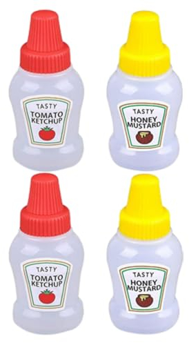 Misaakoeq Quetschflasche4 Stücke Tragbar Ketchup Spender,Klein Ketchup Flasche,Squeeze Flasche,Saucenflasche Geeignet FüR BBQ-Sauce, OlivenöL, Ketchup, Senf, Mayonnaise,25ml