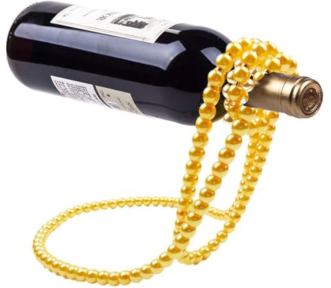 Unique Wine Bottle Holder - Pearl Necklaces Wine Holder Desk Decoration Wine Rack | Freestanding Table Wine Rack Hanging Wine Rack Novelty for Wine Lovers
