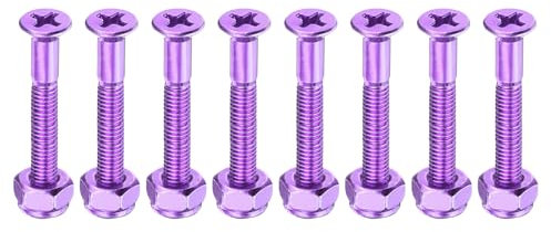PATIKIL Skateboard Montage-Hardware 1,25, 8 Stücke Karbonstahl Skateboard Schrauben Bolzen & Muttern Flachkopf für Cruiser, Lila