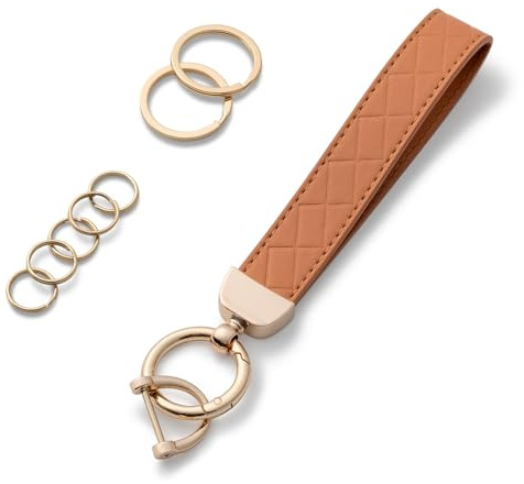 AOKSUNOVA Schlüsselanhänger Auto Leder Schlüsselband Damen | PU-Material, ca. 9 cm Länge, Autoschlüsselanhänger mit Schlüsselring für Schlüssel und Taschen, kompakte Form mit D-Ring