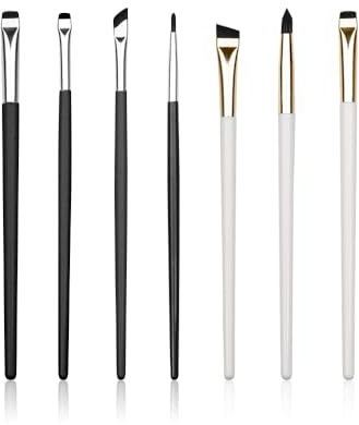 FDEETY 7 Piezas Brochas Maquillaje Ojos Profesionales Anguladas Precisión Delineador Cejas Sombras Acabado Perfecto