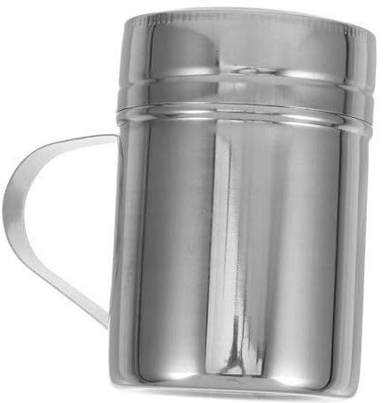 JECOMPRIS Shaker Per Polvere e Spezie in Acciaio Inossidabile Con Manico Ergonomico Dosatore Polvere Zucchero Pepe e Farina Strumento Pratico Per Bar e Cucina Medio Lucido