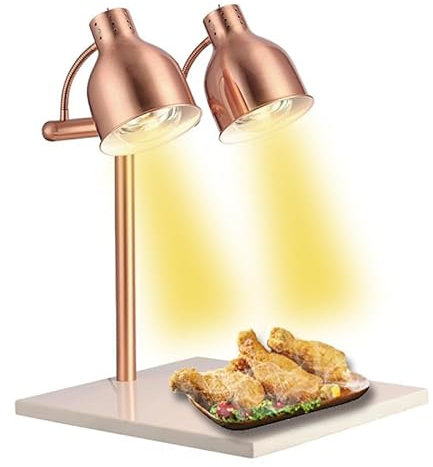 Lampada Scalda Alimenti da Terra, Lampada Riscaldante per Alimenti, Scaldavivande a Buffet con Curva a 360° con Lampadina da 500 W, Interruttore di Controllo Indipendente, Lampada Riscaldante White