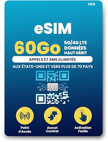 H2O Wireless eSIM-Karte – 60 GB Highspeed-5G/4G-LTE-Daten, unbegrenzte Gespräche und SMS in über 70 Länder, 5 GB mobiler Hotspot, kompatibel mit entsperrten Telefonen, einfache Aktivierung, 30 Tage