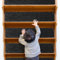 QWORK® Paquete de 15 Pisadas Antideslizantes 76x20 cm, Alfombras Autoadhesivas para Escaleras Interiores de Madera
