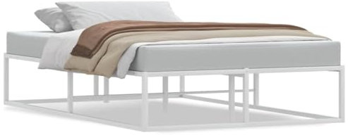 HEFZGDB Bettgestell ohne Matratze Weiß 120x200 cm Metall Ehebett Gästebett Familienbett Einzelbett für Herberge Gästezimmer Wohnbereich Schlafzimmer