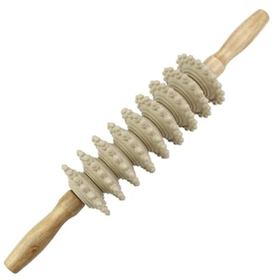 PACKOVE Handliches Manuelles Massagegerät für Rücken und Beine mit 9 Holzrollen Roller Design zur Stoffwechselaktivierung Geeignet für Hause und Fitnessbegeisterte