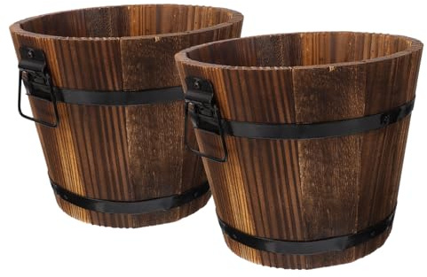 Toyvian Sukkulenten Pflanztopf 2 Stück in Kaffee für Garten | Holzwanne, Vintage Design im Einfachen Stil, Dekorativ für Hof und Garten