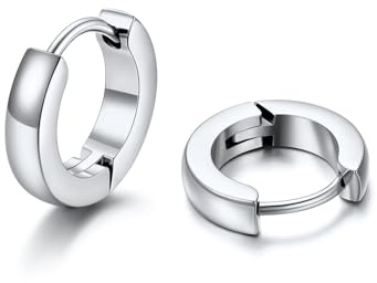 U7 Orecchini Uomo Cerchio Piccolo 9 mm Orecchini Donna Cerchio Huggie Acciaio Inossidabile Larghezza 3mm Colore Argento Regalo per Donna Uomo