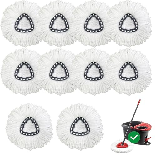 10 Pack Mop Heads Replacements for Vileda 1 Tank System,Triangle Spin Mop Refill Replace Head, Microfiber Swivel Mops Refill, Machine Washable and Safe for Cleaning All Hard-surfaced Floors