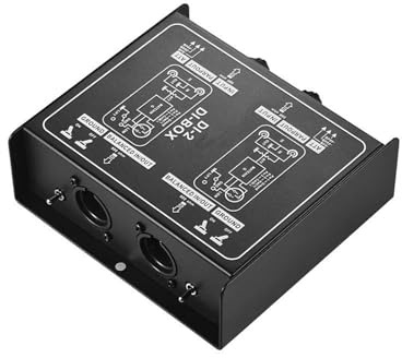 DJ Controller, Passive Audio DI Box Direct Injection Box Low Noise Guitar Bass DI TRS 2 Channel Audio Converter DJ Equipment Mixer Audio